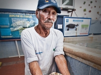 Albino Turtle  El Señor with albino turtle.