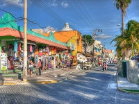 Isla Mujeres Boulevard  Typical scene on ocean-side boulevard on west side of Isla Mujeres