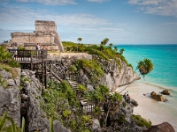 Ruins and Sea  Oceanside Mayan ruins structure at Tulum